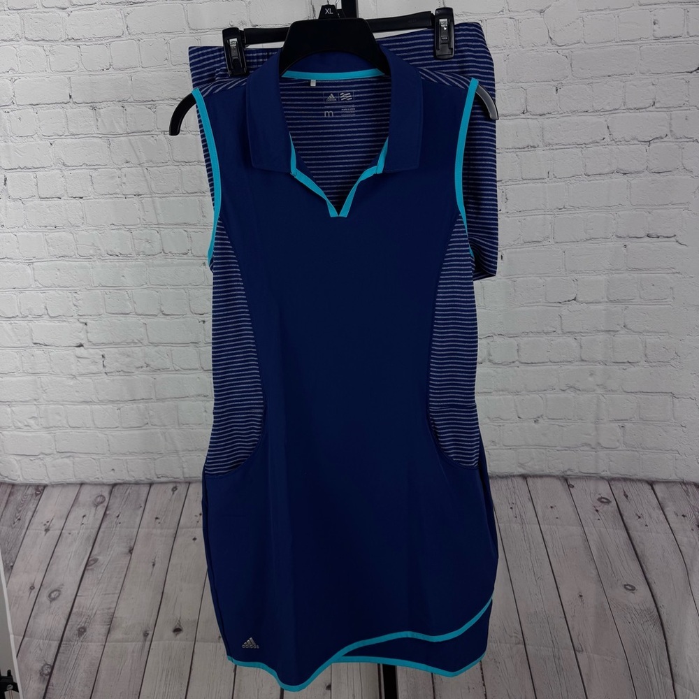 adidas Navy Blue Sleeveless Polo Dress with Teal Trim